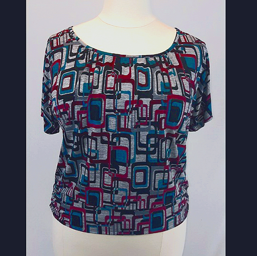 Grey Abstract Print Blouse